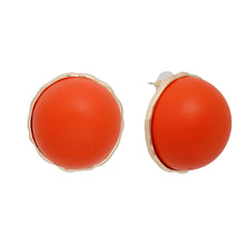 Load image into Gallery viewer, Studs Domed Orange Wood Large Earrings for Women

