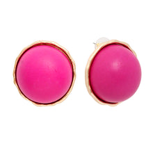 Load image into Gallery viewer, Studs Domed Purple Wood Large Earrings for Women
