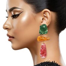 Load image into Gallery viewer, Teardrop Multicolor Resin Bead Chunky Earrings
