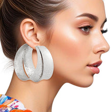 Load image into Gallery viewer, Hoops Large Matte and Polished Silver Wide Earring
