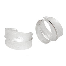 Load image into Gallery viewer, Hoops Large Matte and Polished Silver Wide Earring
