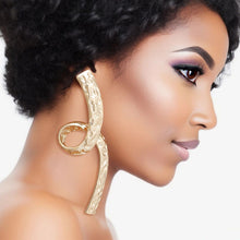 Load image into Gallery viewer, Stud Long Edgy Gold Looped Metal Earrings Women
