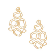 Load image into Gallery viewer, Dangle Large Gold Geometric Structured Earrings
