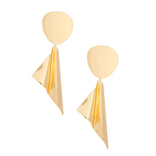 Load image into Gallery viewer, Drop Polished Gold Folded Metal Large Earrings
