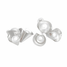 Load image into Gallery viewer, Stud Silver Triple Looped White Pearl Earrings
