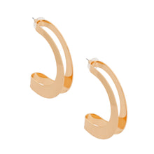 Load image into Gallery viewer, Open Hoop Folded Gold Metal Earrings for Women
