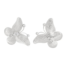 Load image into Gallery viewer, Drop Large Silver Butterfly Branch Detail Earrings
