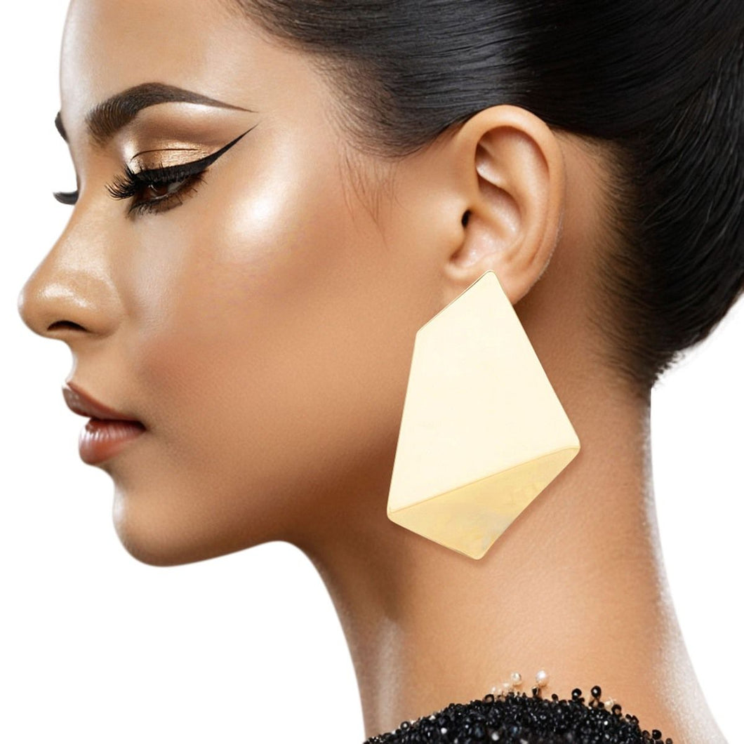 Stud Gold Geometric Bent Earrings for Women