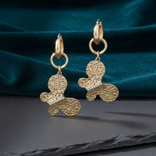 Load image into Gallery viewer, Hoop Hammered Gold Butterfly Long Drop Earrings
