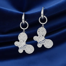 Load image into Gallery viewer, Hoop Hammered Silver Butterfly Long Drop Earrings
