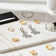 Load image into Gallery viewer, Hoop Hammered Silver Butterfly Long Drop Earrings
