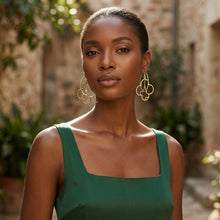 Load image into Gallery viewer, Hoop Gold Interconnected Quatrefoil Earrings
