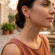 Load image into Gallery viewer, Hoop Gold Interconnected Quatrefoil Earrings
