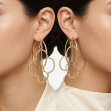 Load image into Gallery viewer, Hoop Gold Interconnected Quatrefoil Earrings
