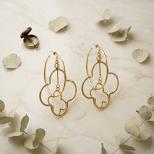 Load image into Gallery viewer, Hoop Gold Interconnected Quatrefoil Earrings
