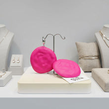 Load image into Gallery viewer, Fuchsia Stud XL Hammered Gold Domed Disc Earrings
