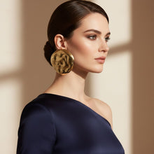 Load image into Gallery viewer, Stud XL Hammered Gold Domed Disc Earrings
