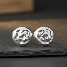 Load image into Gallery viewer, Stud XL Hammered Silver Domed Disc Earrings
