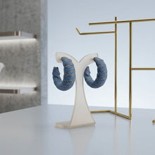 Load image into Gallery viewer, Open Hoop Wide Denim Wrapped Earrings
