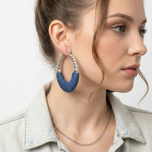 Load image into Gallery viewer, Hoop Denim Wrapped Thick Silver Bubble Earrings
