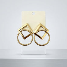 Load image into Gallery viewer, Silver Geometric Diamond Circle Drop Earrings
