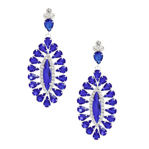 Dangle Royal Blue Teardrop Glam Oval Earring Women