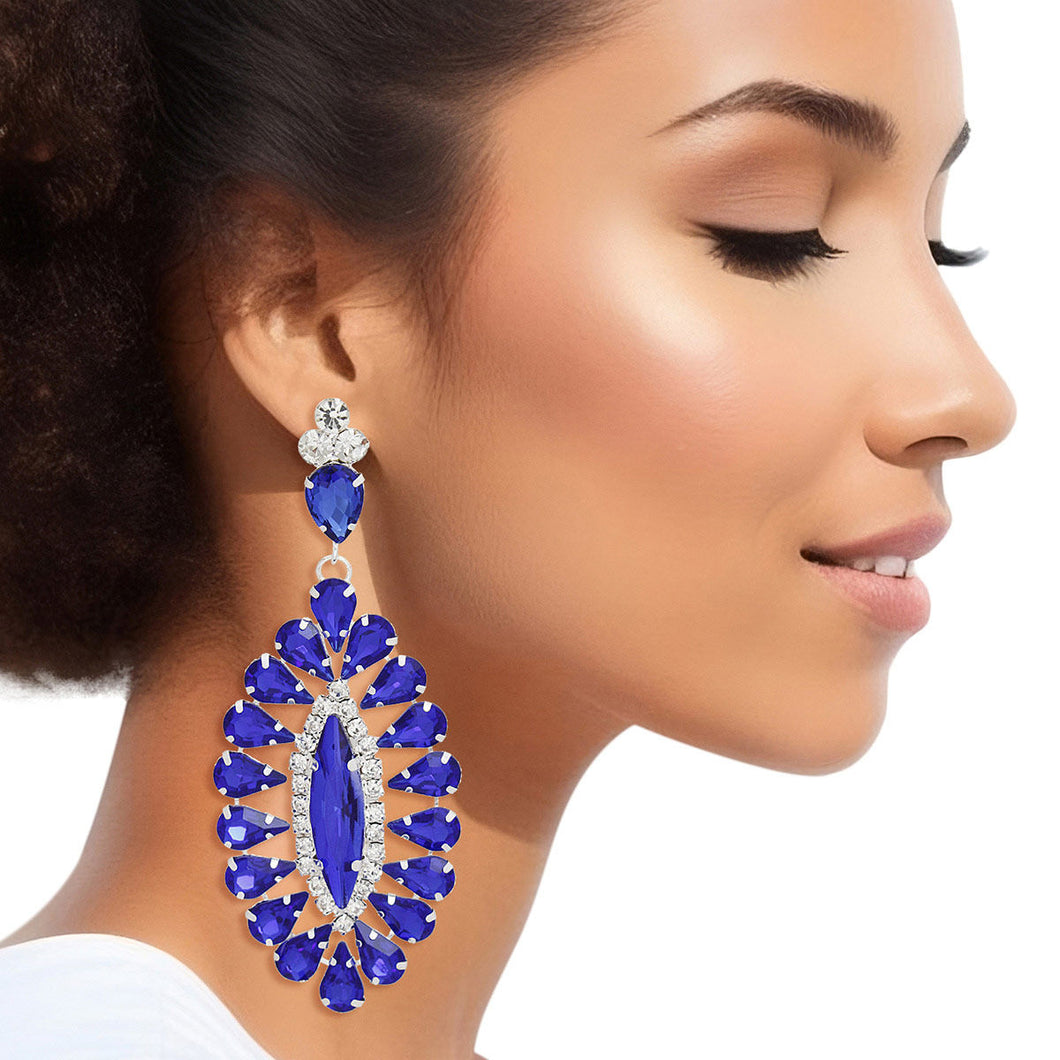 Dangle Royal Blue Teardrop Glam Oval Earring Women