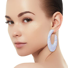 Load image into Gallery viewer, Teardrop Aurbo Stone Crusted Open Hoop Earrings
