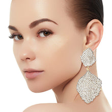 Load image into Gallery viewer, Drop Brilliant Gold Pave Stone Petal Earrings
