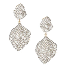 Load image into Gallery viewer, Drop Brilliant Gold Pave Stone Petal Earrings
