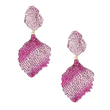 Load image into Gallery viewer, Drop Brilliant Fuchsia Pave Stone Petal Earrings
