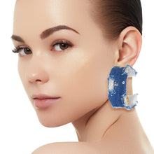 Load image into Gallery viewer, Hoops Distressed Blue Denim Earrings for Women
