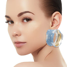 Load image into Gallery viewer, Hoops Distressed Light Blue Denim Earrings Women
