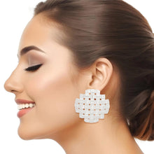 Load image into Gallery viewer, Clip On Silver Basket Weave Earrings for Women
