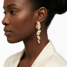 Load image into Gallery viewer, Clip On Brushed Gold Geometric Dangle Earrings
