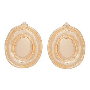 Clip On Earrings Large Gold Organic Oval for Women