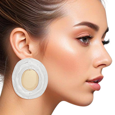 Clip On Earrings Large Silver Organic Oval Women