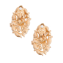 Load image into Gallery viewer, Clip Ons Medium Gold Oval Dome Earrings for Women
