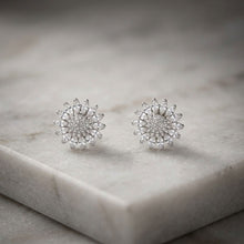 Load image into Gallery viewer, Clip On Silver Glass Crystal Sunflower Earrings
