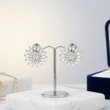 Load image into Gallery viewer, Clip On Silver Glass Crystal Sunflower Earrings
