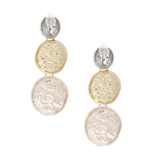 Clip On Heavy Duty Mixed Metal Round Earrings