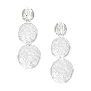 Clip On Heavy Duty Silver Metal Round Earrings