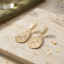 Load image into Gallery viewer, Clip On Double Teardrop Melted Gold Earrings
