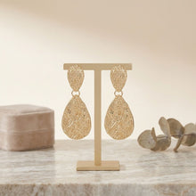 Load image into Gallery viewer, Clip On Double Teardrop Melted Gold Earrings

