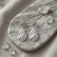 Load image into Gallery viewer, Clip On Double Teardrop Melted Silver Earrings
