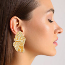 Load image into Gallery viewer, Clip On Gold Fanned Wing Polished Earrings Women
