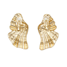 Load image into Gallery viewer, Clip On Gold Fanned Wing Polished Earrings Women
