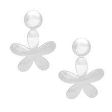 Load image into Gallery viewer, Clip On XL Heavy Silver Flower Earrings for Women
