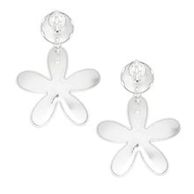 Load image into Gallery viewer, Clip On XL Heavy Silver Flower Earrings for Women
