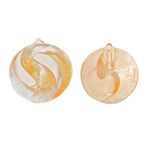 Clip On Gold 3D Yin-Yang Earrings for Women
